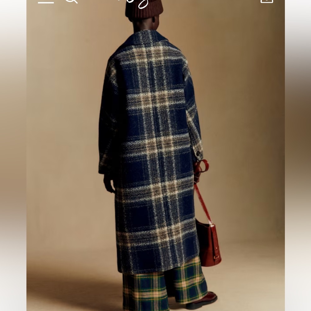 Sezane VIKTOR COAT, Size 36, Blue Checked - Picture 3 of 6